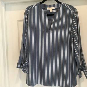 Michael Kors Blue & White Stripe Top